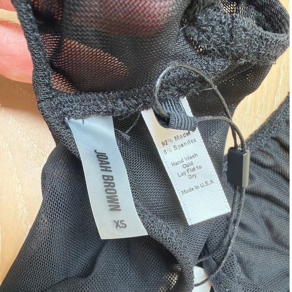 Joah Brown Bra Top Scoop Neck Sheer Mesh Size XS Black - Picture 3 of 5